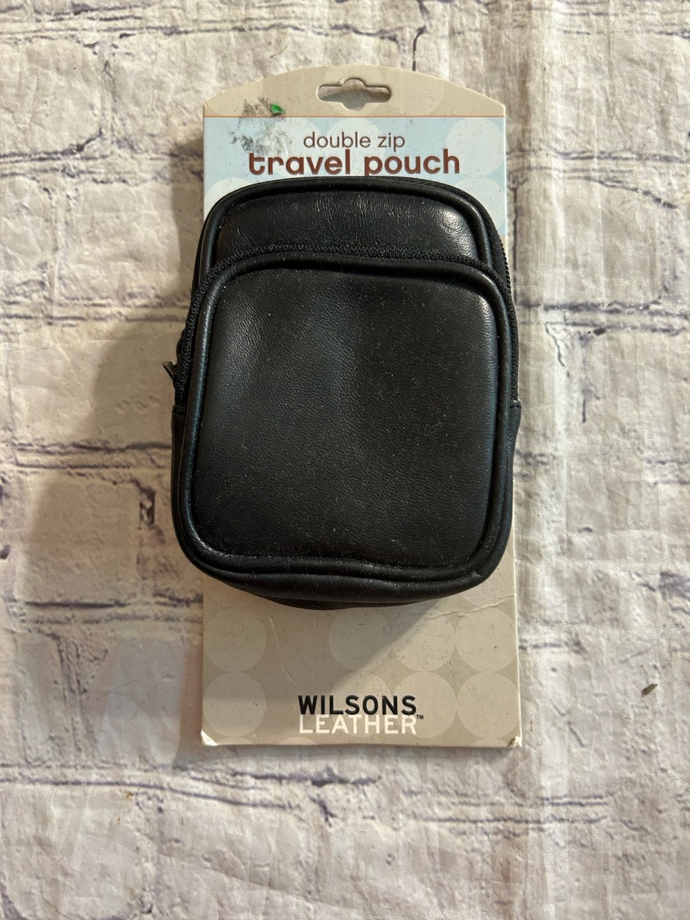 WILSON LEATHER TRAVEL DOUBLE ZIP GENUINE LEATHER POUCH BELT LOOP/ZIPPER COMPART